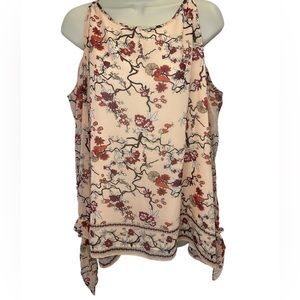 Max Edition-women’s NWT Flowy Halter Style Top Floral Size Large peach brown-New